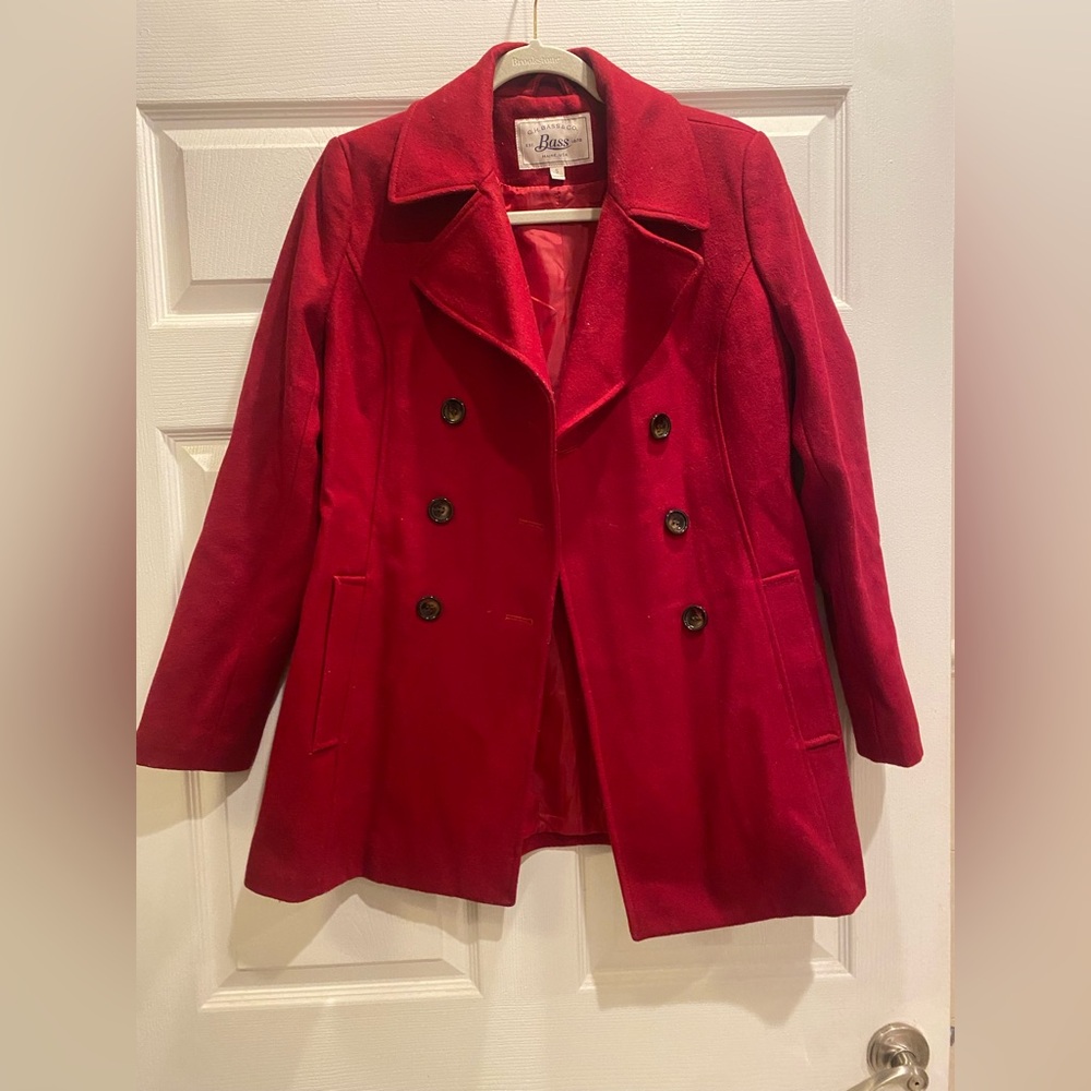 G.H. Bass & Co. Women's Red Pea Coat